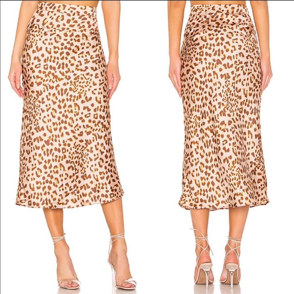 Free People Leopard Print Midi Skirt Cheetah 0